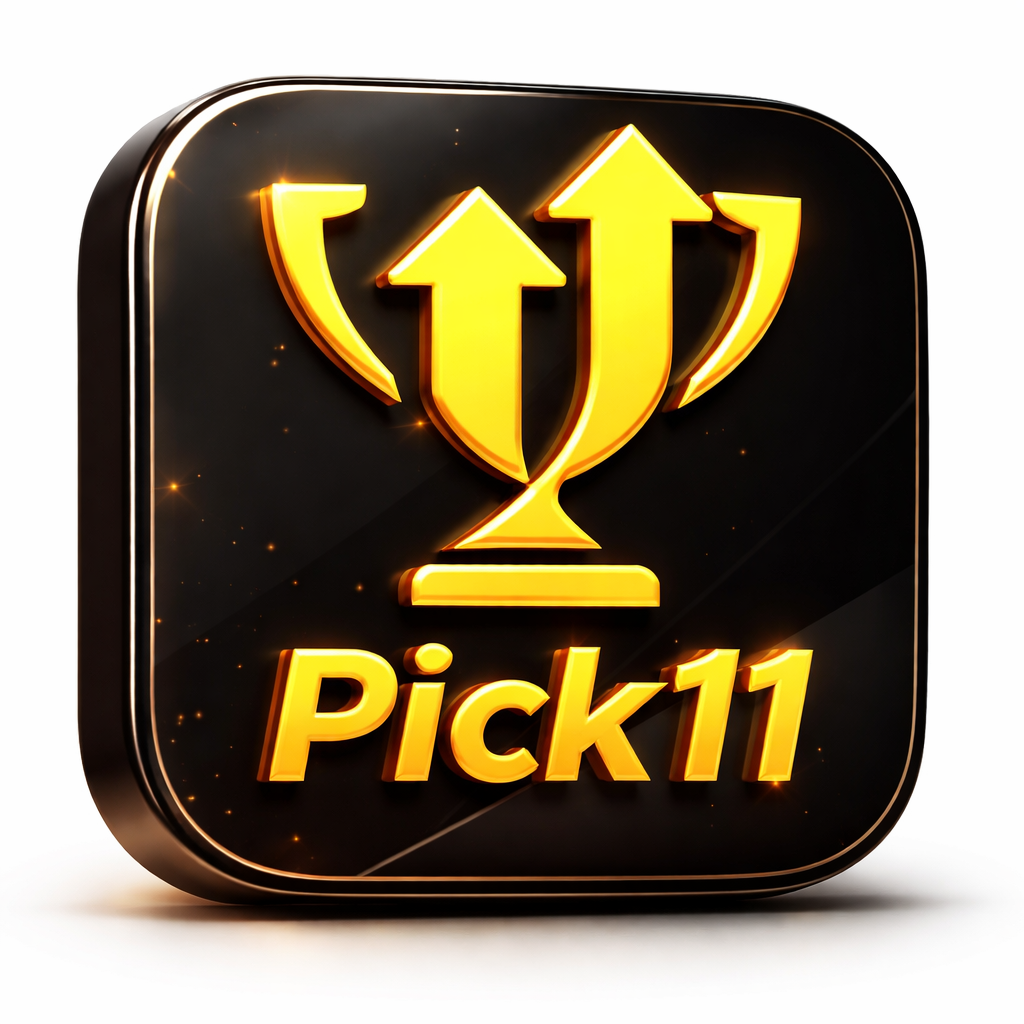 Pick11 fantasy sports app interface with cricket and football team